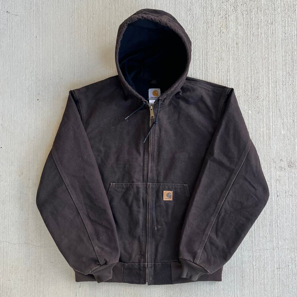 Carhartt J25 DKB brown hooded work wear jacket